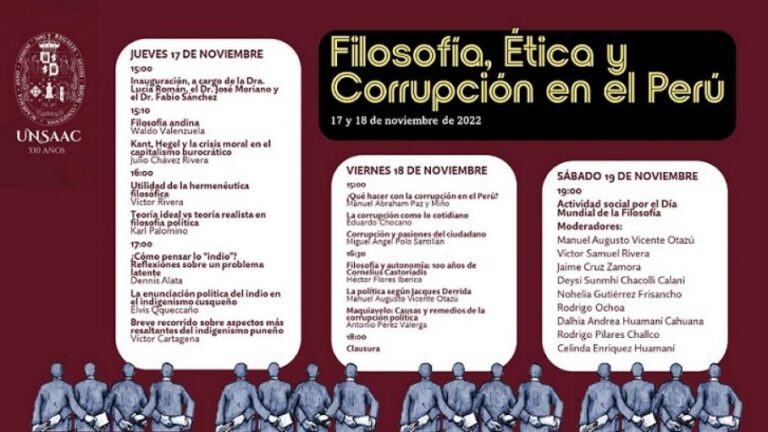 COLOQUIO DE FILOSOFÍA DENOMINADO “FILOSOFÍA, ÉTICA Y CORRUPCIÓN EN EL PERÚ”