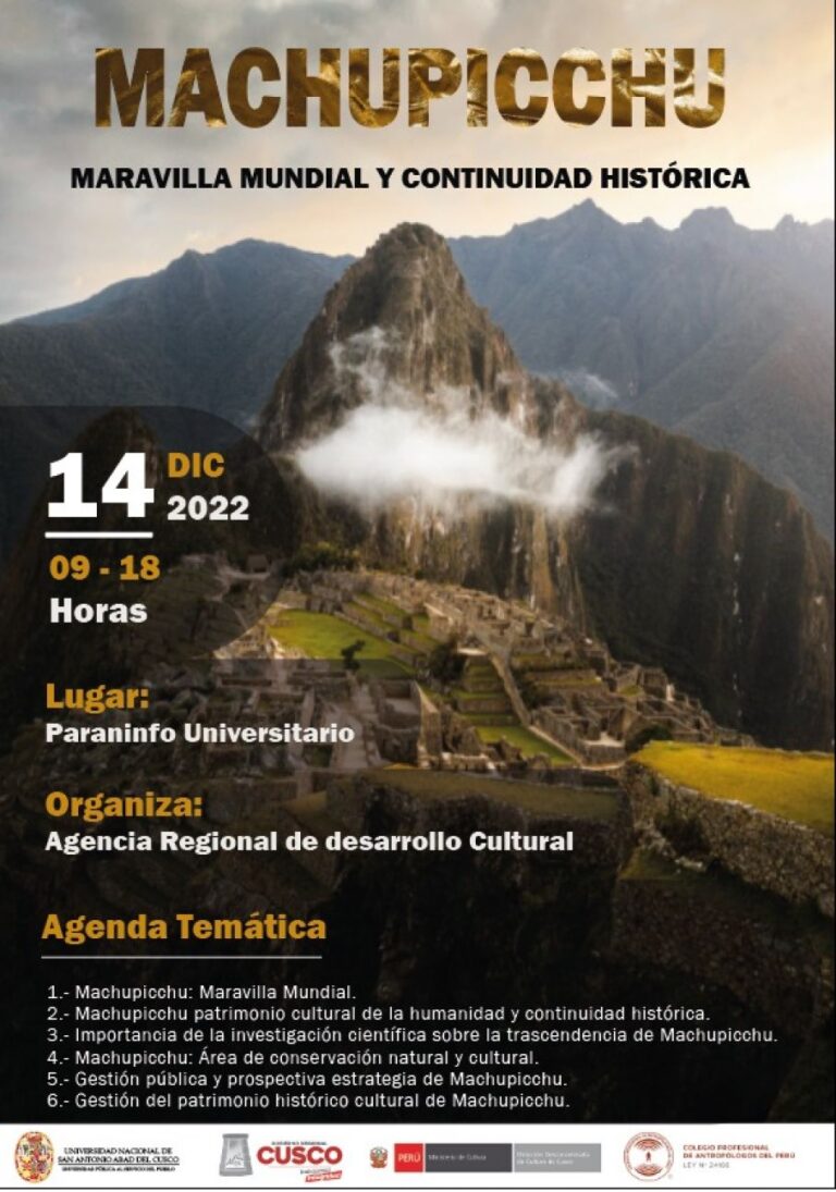 V FORO “MACHUPICCHU, MARAVILLA MUNDIAL Y CONTINUIDAD HISTÓRICA”