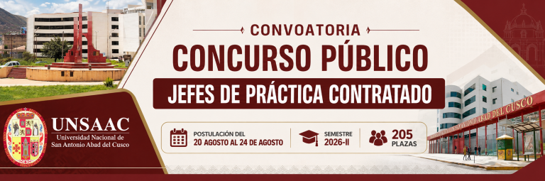 CONVOCATORIA A CONCURSO PÚBLICO PARA LABOR DE APOYO DOCENTE COMO JEFE DE PRÁCTICA -SEMESTRE 2026-II