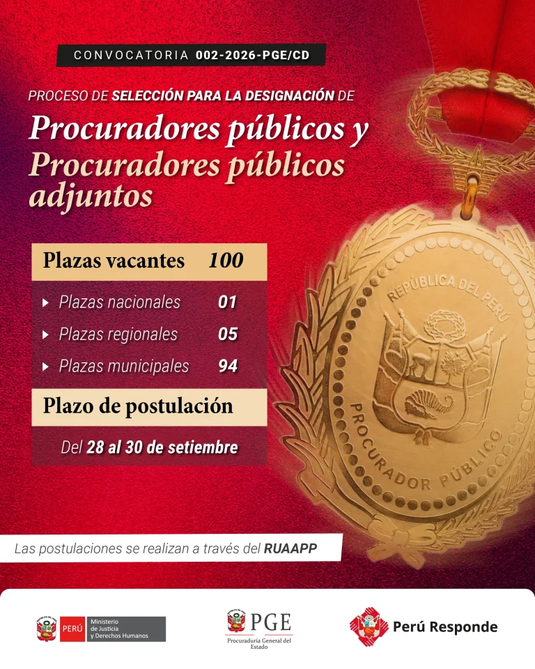 CONVOCATORIA PROCESO DE SELECCION PARA LA DESIGNACION DE LOS PROCURADORES PUBLICOS Y PROCURADORES PUBLICOS ADJUNTOS